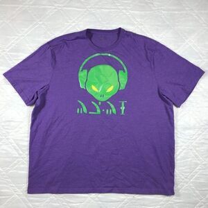 Purple Amazon Essentials T shirt XL‎ Green Alien w/ headphones